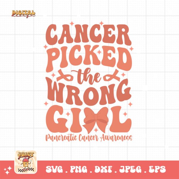 Uterine Cancer Awareness Svg Png, Cancer Picked the Wrong Girl Svg, Peach Ribbon Svg, Endometrial Cancer Svg Cricut Cut File Sublimation