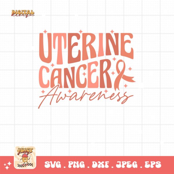 Uterine Cancer Awareness Svg Png, Uterine Cancer Awareness Svg, Peach Ribbon Svg, Endometrial Cancer Svg Cricut Cut File Sublimation
