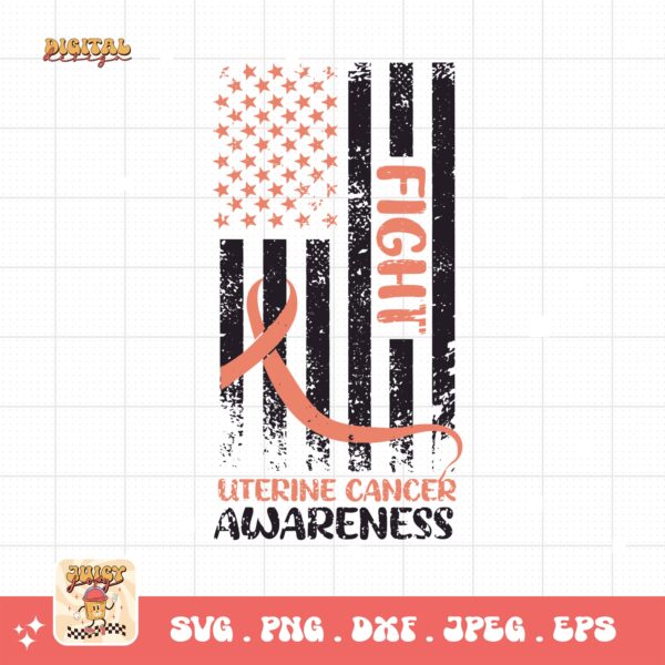 Uterine Cancer Awareness Svg Png, Uterine Cancer Awareness Flag Svg, Peach Ribbon Svg, Endometrial Cancer Svg Cricut Cut File Sublimation