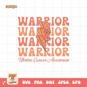 Uterine Cancer Awareness Svg Png, Uterine cancer Warrior Svg, Peach Ribbon Svg, Endometrial Cancer Svg Cricut Cut File Sublimation