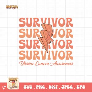 Uterine Cancer Awareness Svg Png, Uterine cancer Survivor Svg, Peach Ribbon Svg, Endometrial Cancer Svg Cricut Cut File Sublimation