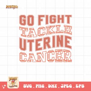 Uterine Cancer Awareness Svg Png, Go Fight Tackle Uterine Cancer Football Svg, Peach Ribbon Svg, Endometrial Cancer Svg Cricut Cut File