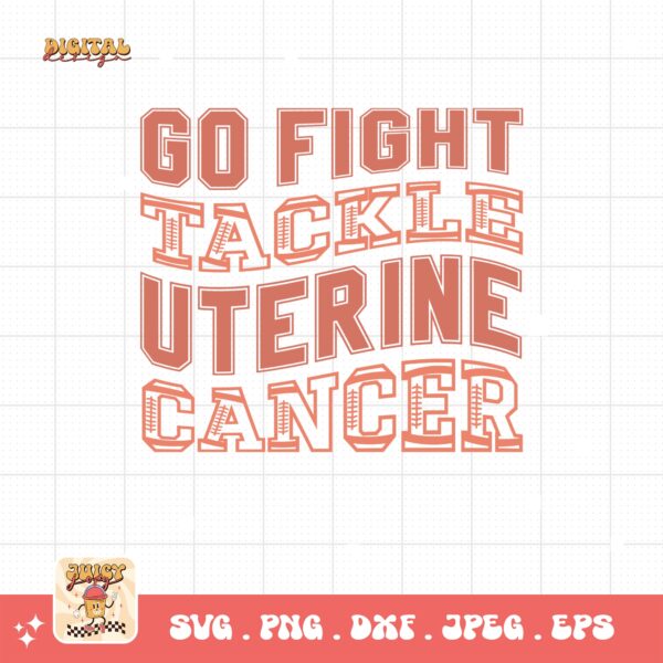 Uterine Cancer Awareness Svg Png, Go Fight Tackle Uterine Cancer Football Svg, Peach Ribbon Svg, Endometrial Cancer Svg Cricut Cut File