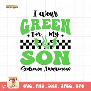 Scoliosis Awareness Svg Png, I Wear Green for My Son Svg, Green Ribbon Svg, Scoliosis Support Svg Cricut File