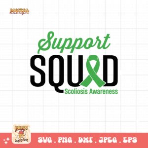 Scoliosis Awareness Svg Png, Support Squad Svg, Green Ribbon Svg, Scoliosis Support Svg Cricut File