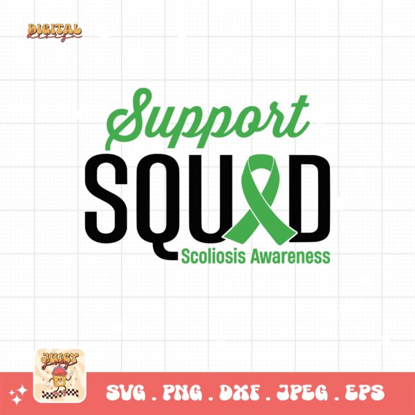 Scoliosis Awareness Svg Png, Support Squad Svg, Green Ribbon Svg, Scoliosis Support Svg Cricut File