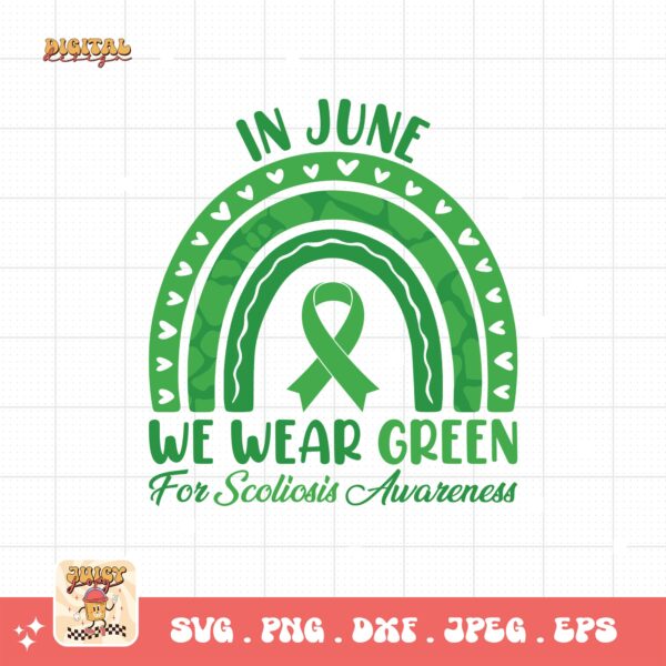 Scoliosis Awareness Svg Png, In June We Wear Green For Scoliosis Awareness Svg, Green Ribbon Svg, Scoliosis Support Svg Cricut File