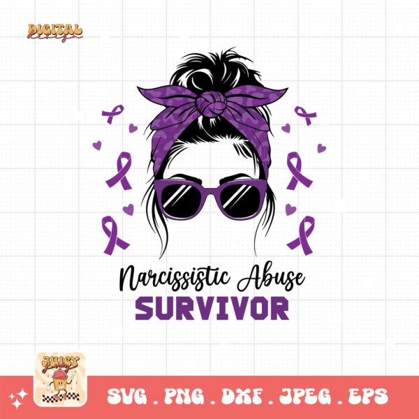 Narcissistic Abuse Survivor Messy Bun Svg, Narcissistic Abuse Awareness Svg Png, Purple Ribbon Svg, Support Svg Cricut File Sublimation