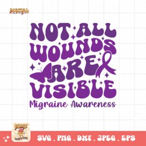 Not All Wounds Are Visible Svg, Migraine Awareness Svg Png, Purple Ribbon, Chronic Headache Pain Support Svg Cricut Sublimation Design