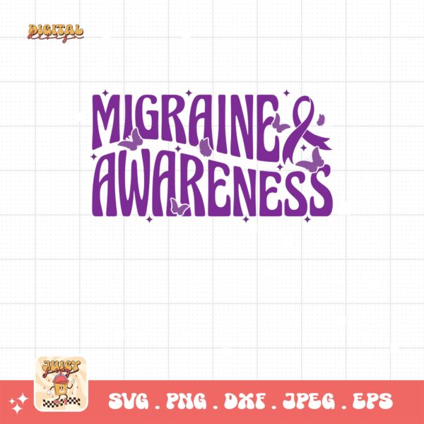 Migraine Awareness Svg, Migraine Awareness Svg Png, Purple Ribbon, Chronic Headache Pain Support Svg Cricut Sublimation Design