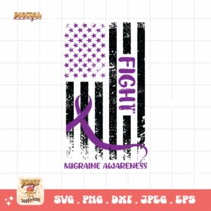 Migraine Flag Svg, Migraine Awareness Svg Png, Purple Ribbon, Chronic Headache Pain Support Svg Cricut Sublimation Design