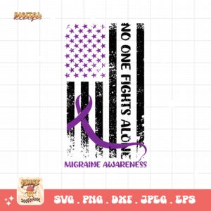 Migraine Flag Svg, Migraine Awareness Svg Png, Purple Ribbon, Chronic Headache Pain Support Svg Cricut Sublimation Design