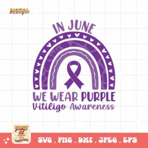 In June We Wear Purple Svg, Vitiligo Awareness Svg Png, Purple Ribbon Vitiligo Support Svg Cricut Sublimation