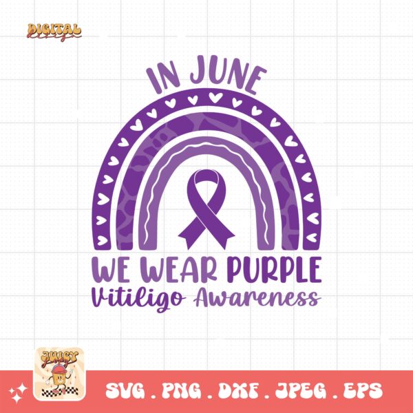 In June We Wear Purple Svg, Vitiligo Awareness Svg Png, Purple Ribbon Vitiligo Support Svg Cricut Sublimation
