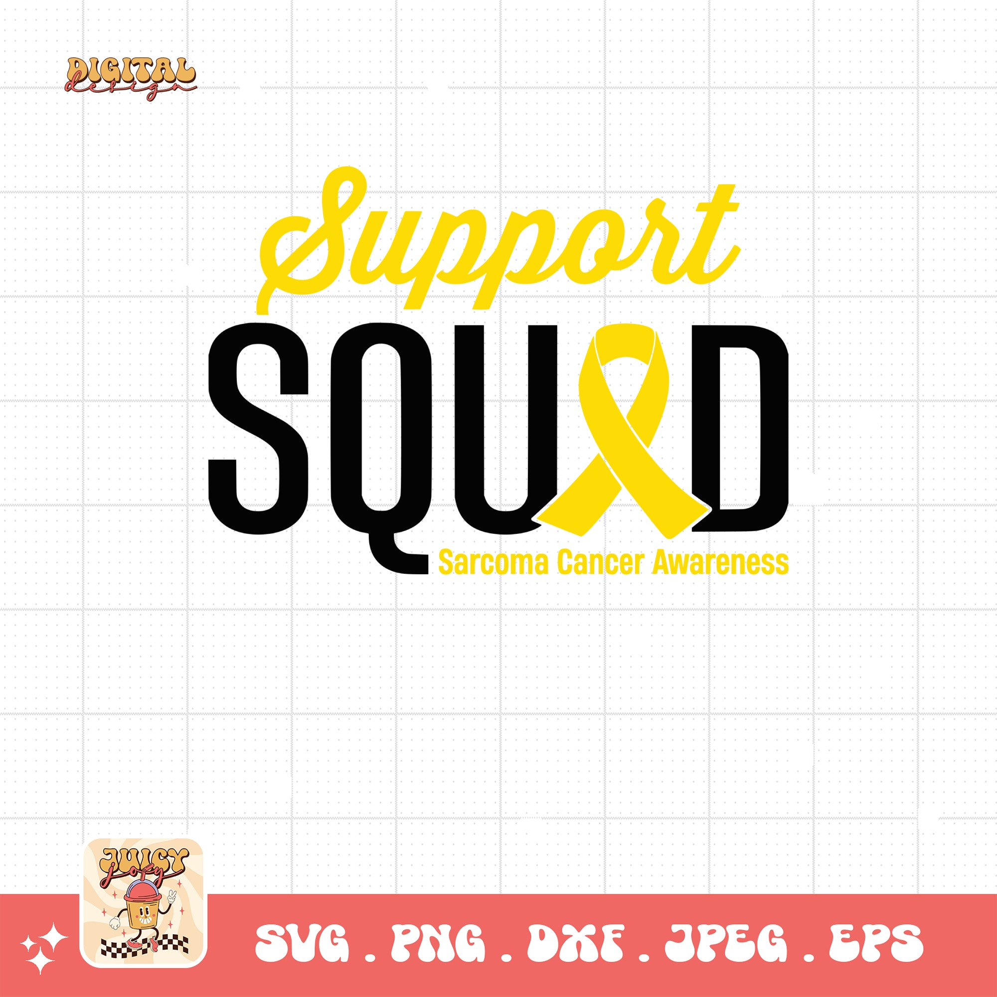 Support Squad Svg, Sarcoma Cancer Awareness Svg Png, Yellow Ribbon Svg, Sarcoma Support Cricut Sublimation Design