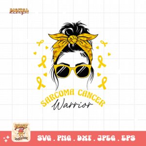 Sarcoma Cancer Warrior Messy Bun Svg, Sarcoma Cancer Awareness Svg Png, Yellow Ribbon Svg, Sarcoma Support Cricut Sublimation Design