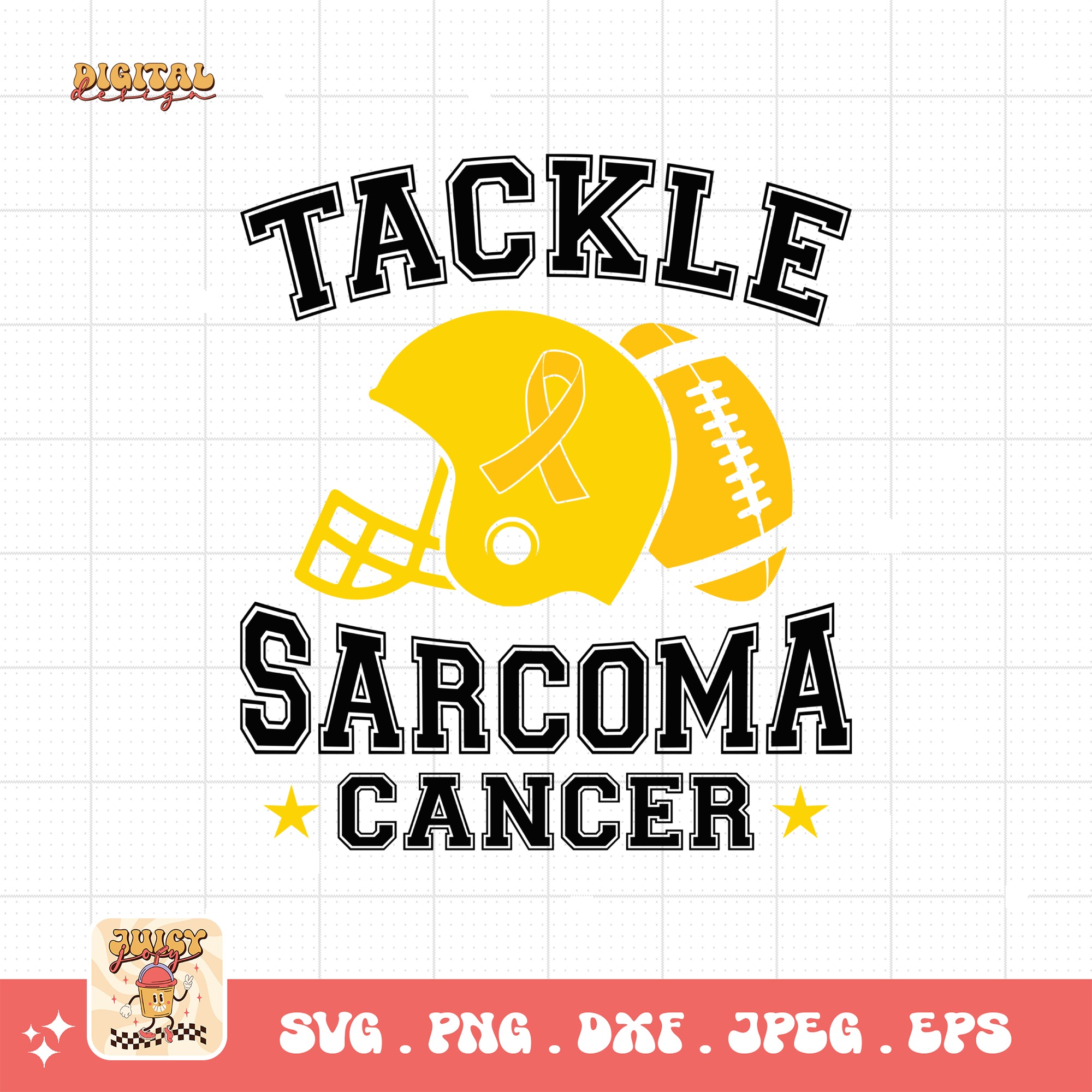 Tackle Sarcoma Cancer Svg, Sarcoma Cancer Awareness Svg Png, Yellow Ribbon Svg, Sarcoma Support Cricut Sublimation Design
