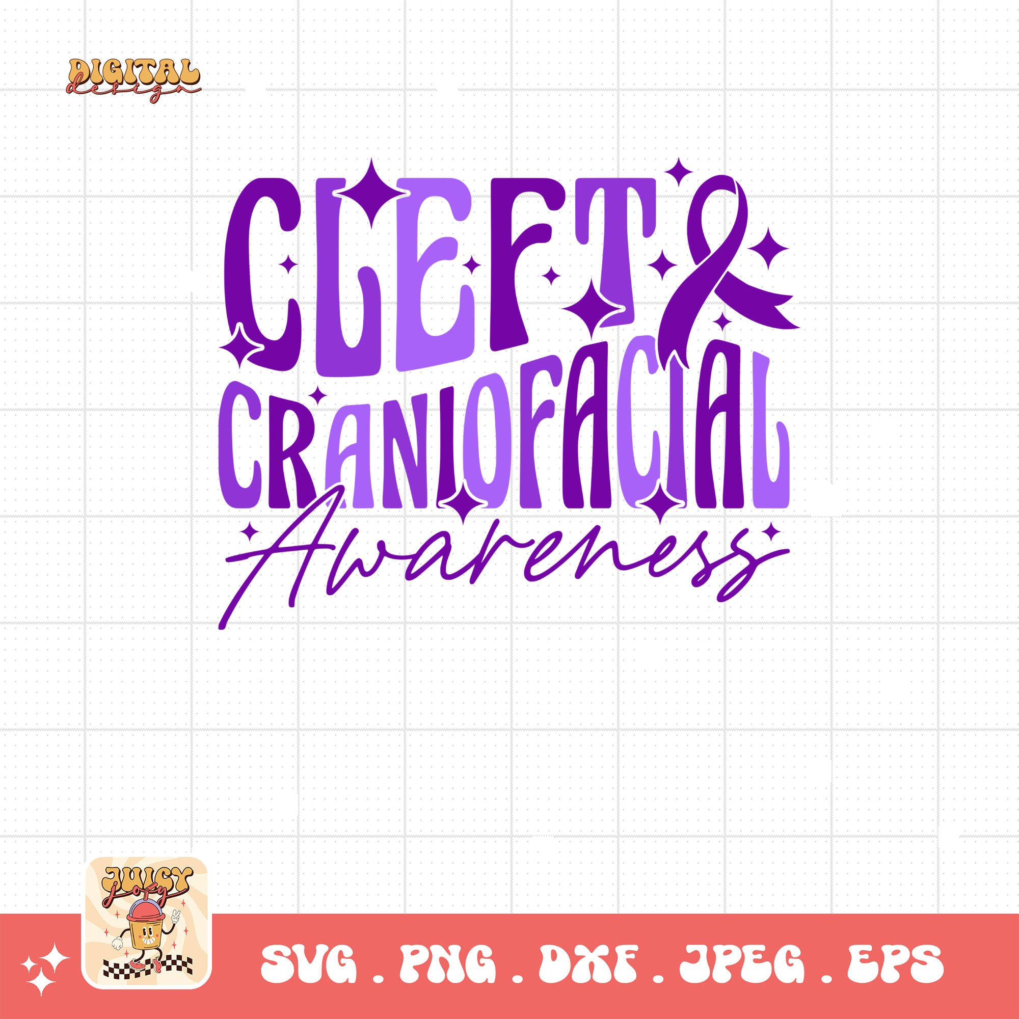 Cleft Craniofacial Awareness Svg Png, Cleft Craniofacial Awareness Svg, Purple Ribbon Svg, Cleft Palate Support Cricut Sublimation