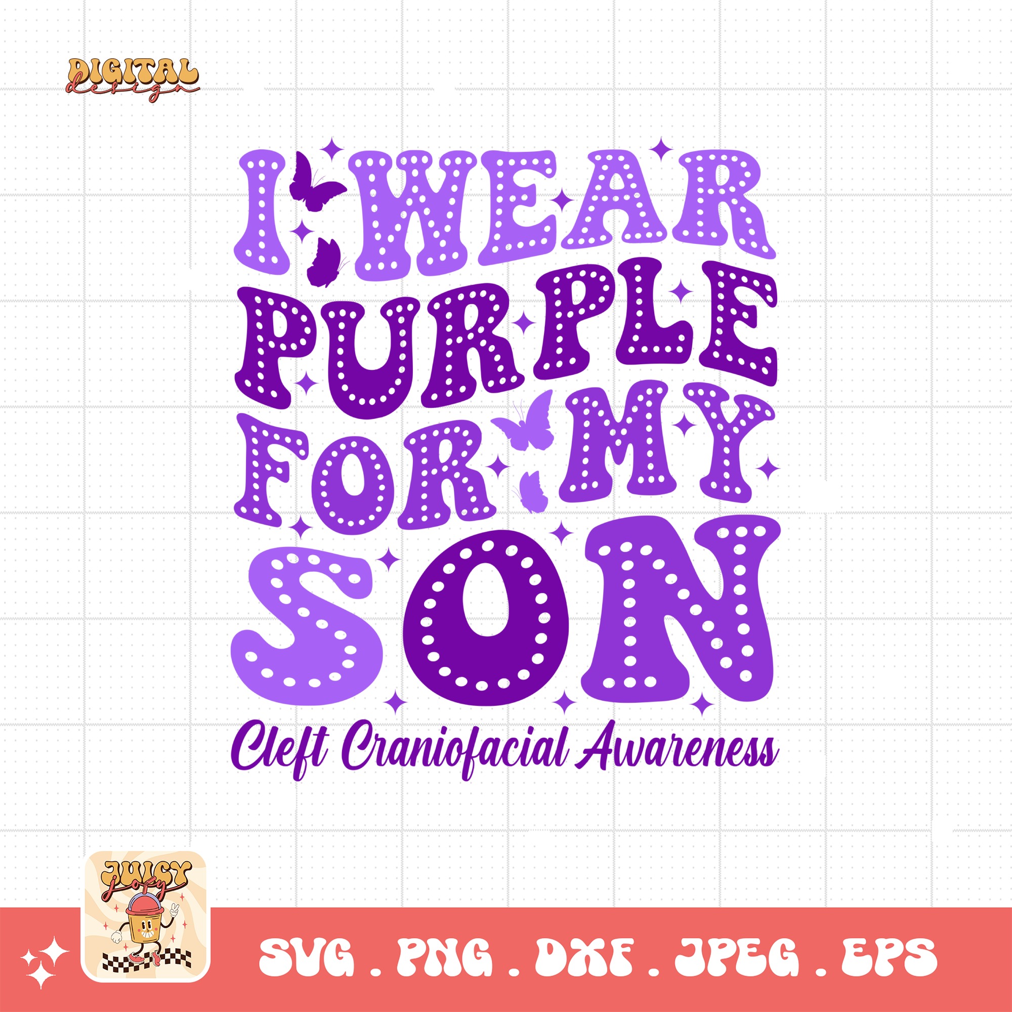 Cleft Craniofacial Awareness Svg Png, I Wear Purple for My Son Svg, Purple Ribbon Svg, Cleft Palate Support Cricut Sublimation