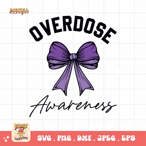 Overdose Awareness Svg Png, Overdose Awareness Coquette Bow Svg, Addiction Awareness Recovery Svg Cricut File Sublimation Design
