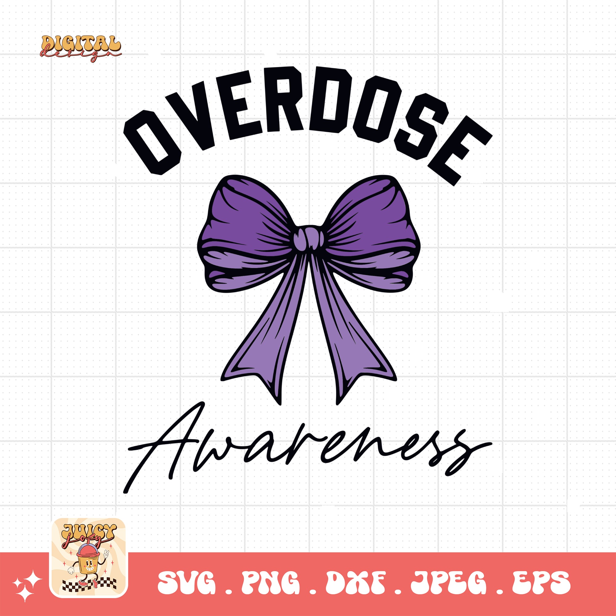 Overdose Awareness Svg Png, Overdose Awareness Coquette Bow Svg, Addiction Awareness Recovery Svg Cricut File Sublimation Design