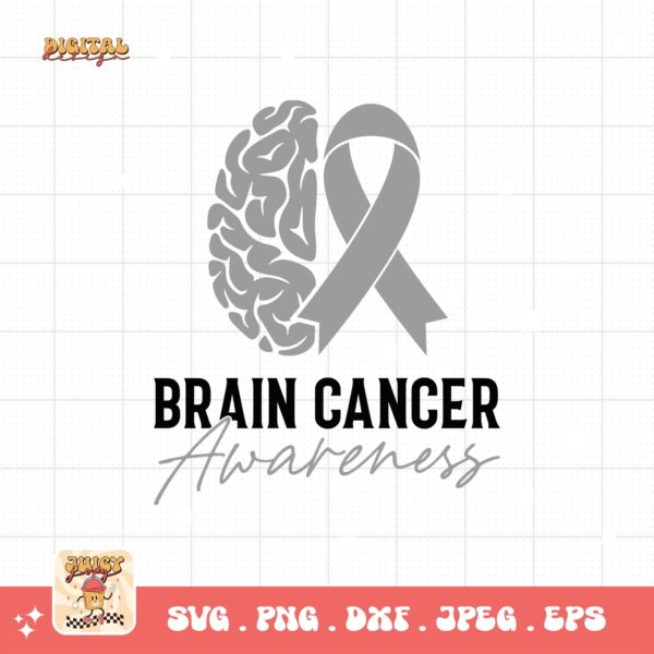 Brain Cancer Awareness Svg Png, Brain Tumor Awareness Svg Png, Grey Ribbon Brain Cancer Svg Cricut File Sublimation Design