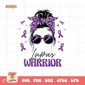 Lupus Awareness Svg Png, Lupus Warrior Messy Bun Svg, Lupus Support Ribbon Svg Cricut File, Lupus Png Sublimation Design