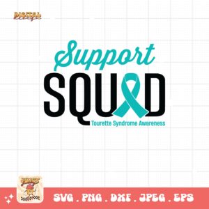 Support Squad Svg, Tourette Syndrome Awareness Svg Png, Teal Ribbon Svg Cricut File Sublimation Design