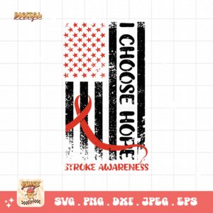 Stroke Flag Svg, Stroke Awareness Svg Png, Red Ribbon Svg Cricut Sublimation Design