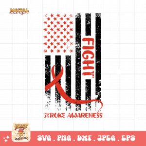 Stroke Flag Svg, Stroke Awareness Svg Png, Red Ribbon Svg Cricut Sublimation Design